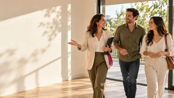 Inmobiliarias: escena conceptual de atención y trabajo